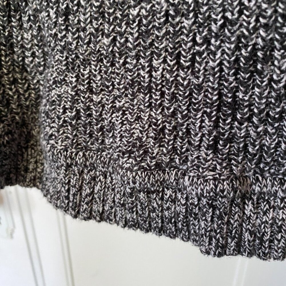 Chunky Black/White Speckled Pullover | Kodiak-Style Cuff Sweater | Relaxed Fit - Picture 7 of 13